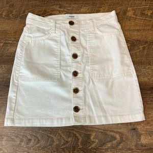 Kensie Women's Off White Button Up Skirt Size 4/27 Midi Denim MSRP$58